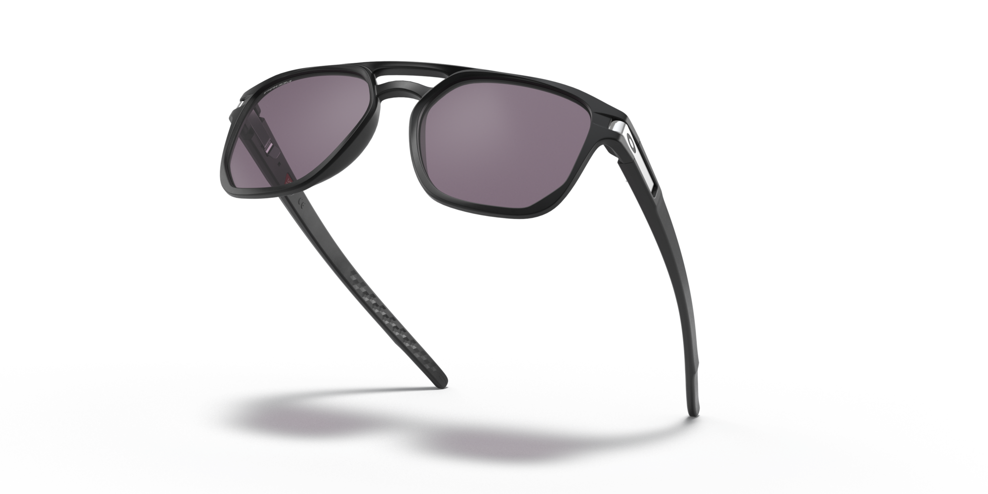 Sunglasses with a black frame and dark lenses on a transparent background