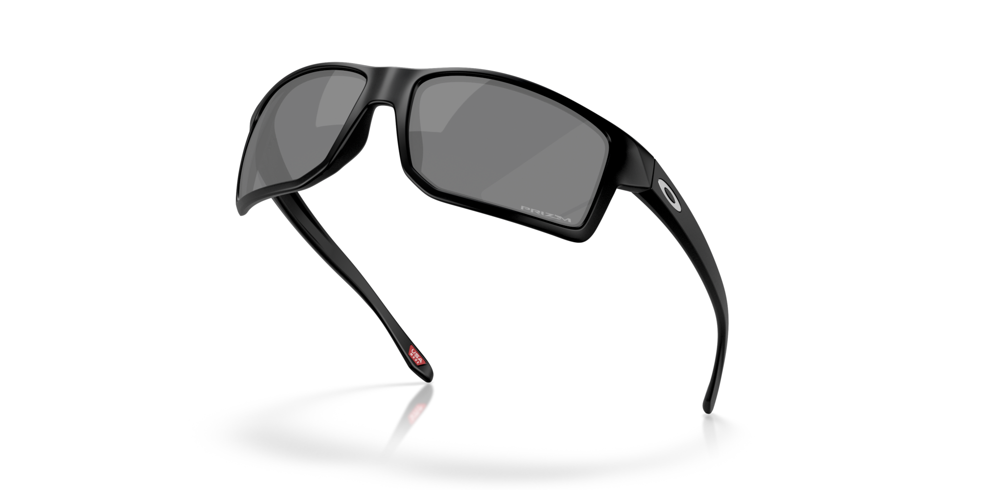 Black sunglasses with dark lenses on a white background