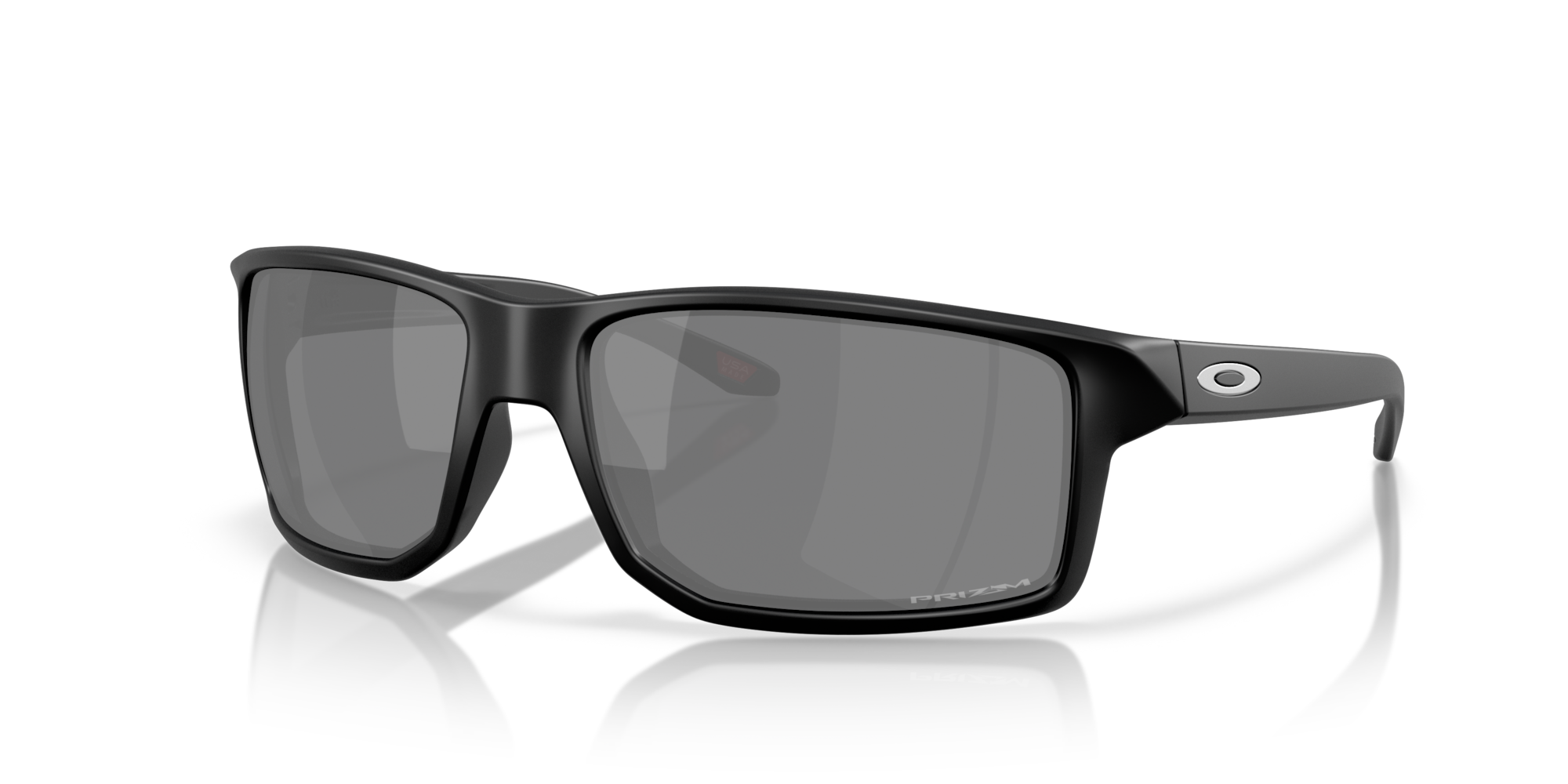 Black sunglasses with a reflective surface on a white background