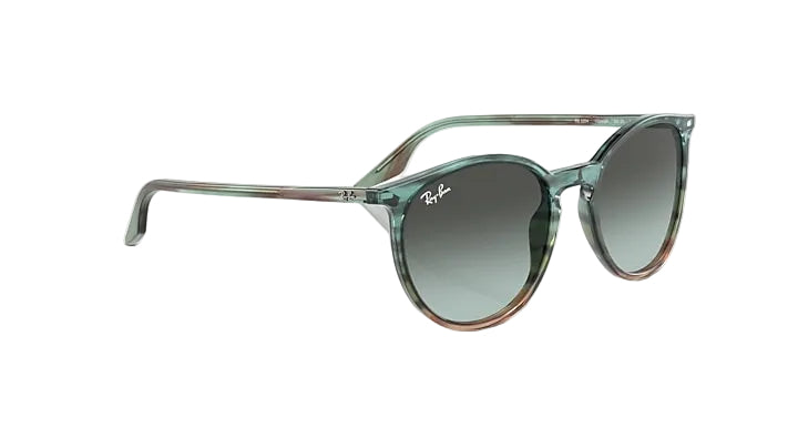 Green sunglasses with gradient lenses on a white background