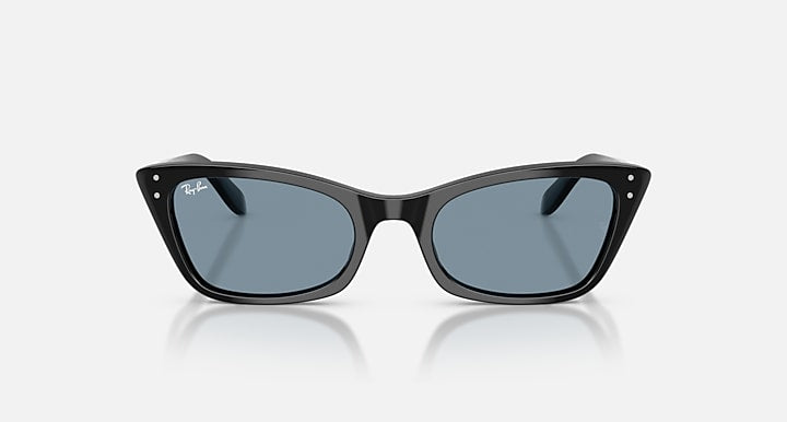 Black sunglasses with a reflective surface on a white background