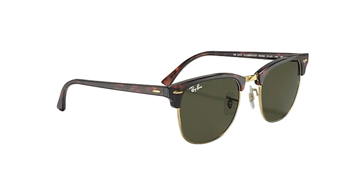 Ray Ban Clubmaster Classic Polished Tortoise On Gold with G-15 Green Lenses
