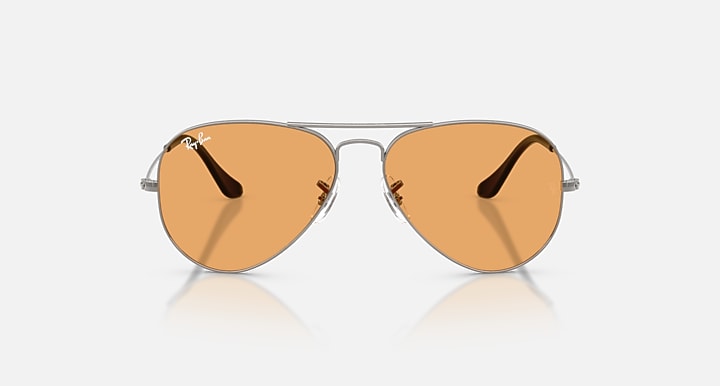 Ray Ban Aviator Classic Summer Capsule Polished Gunmetal with Orange Lenses 5