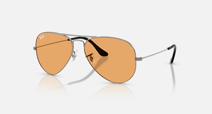 Ray Ban Aviator Classic Summer Capsule Polished Gunmetal with Orange Lenses 6