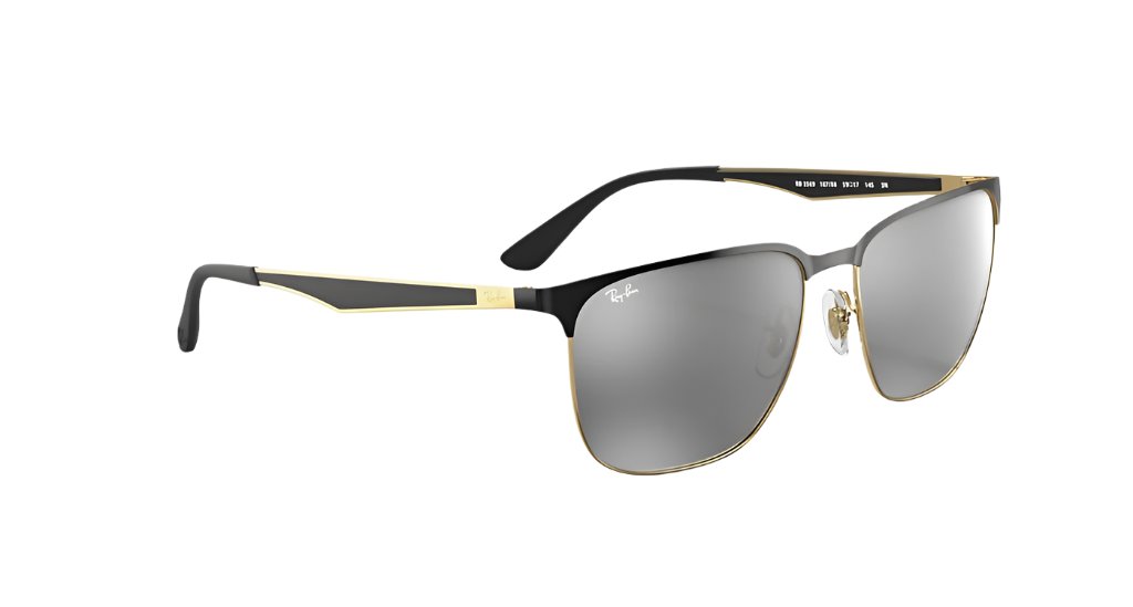 Ray Ban RB3569 Polished Black on Gold Grey Mirror Silver Gradient  1