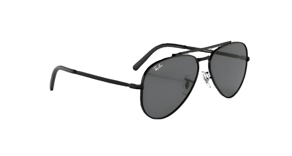 Ray Ban New Aviator Polished Black Dark Grey 1