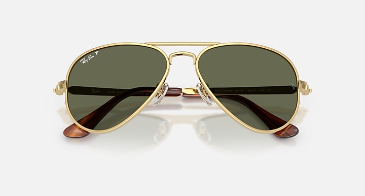 Ray Ban Aviator Max Polished Arista Gold Frame with Green Polarized Lenses  6