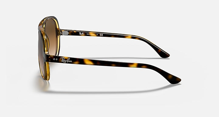 Ray-Ban sunglasses with tortoiseshell frame on a white background