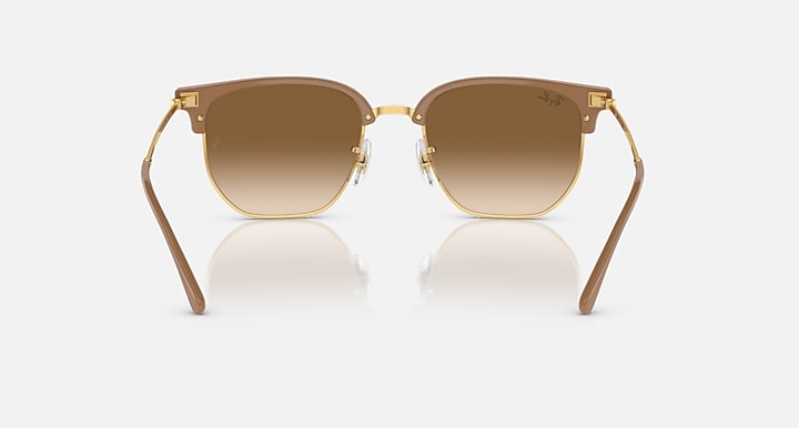 Ray Ban New Clubmaster Polished Beige On Gold with Light Brown Lenses 5
