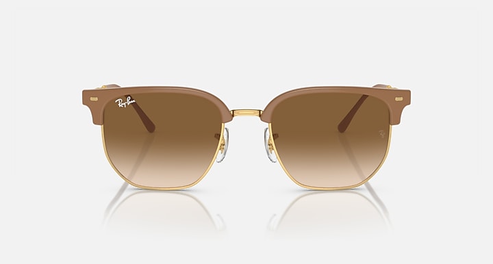 Ray Ban New Clubmaster Polished Beige On Gold with Light Brown Lenses 3