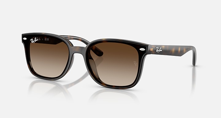 Ray-Ban sunglasses with brown gradient lenses on a white background