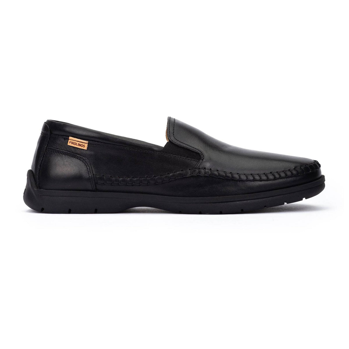 Black loafer shoe on a white background