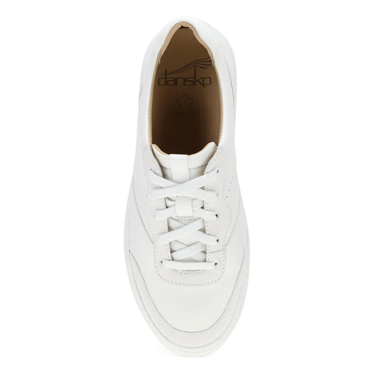 White sneaker with laces on a white background