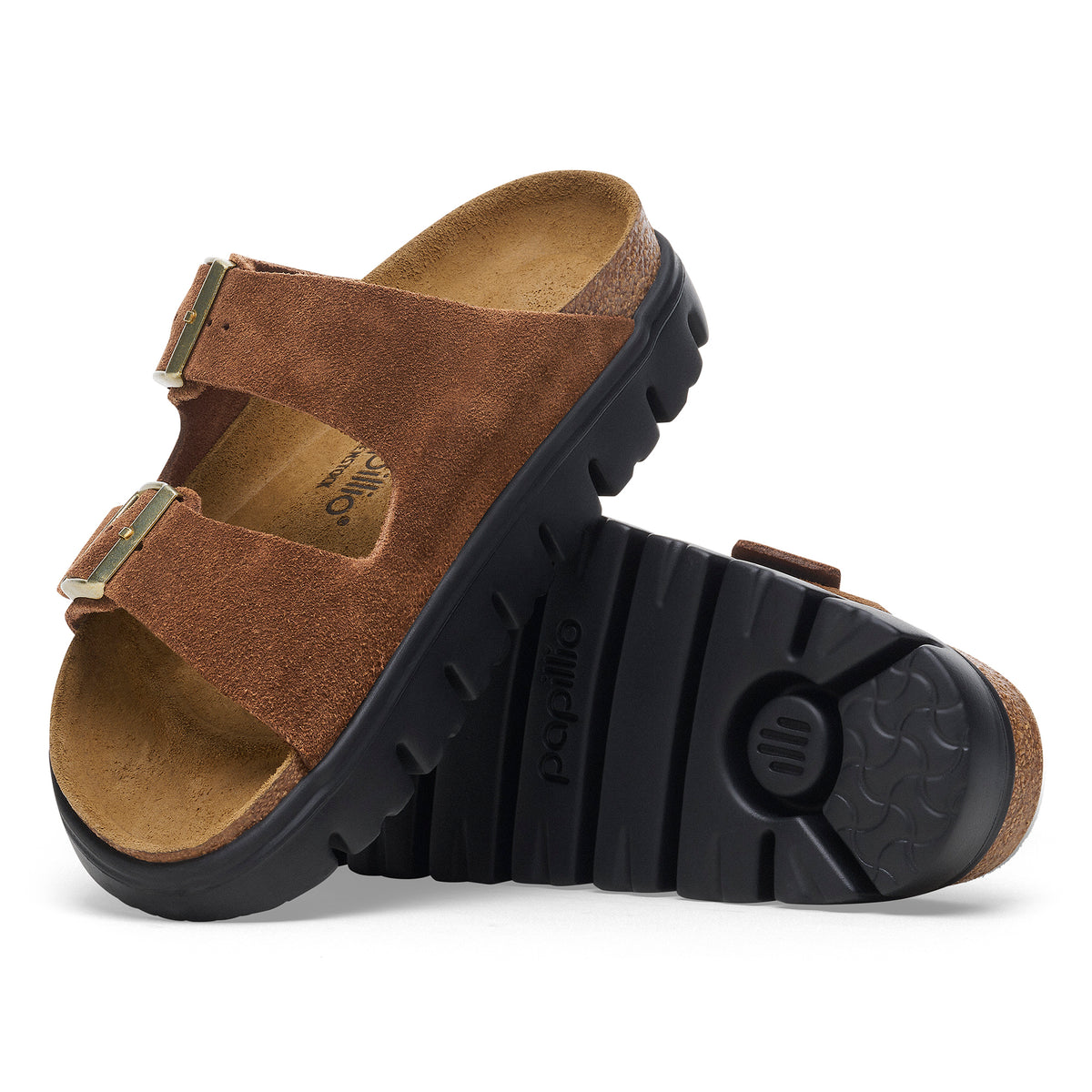 Papillio by Birkenstock Arizona 1028389 Sandals Unisex EU 40 Brown Slide DDK1583 Birkenstock Papillio Arizona Flex Platform Nubuck Leather  main image 4
