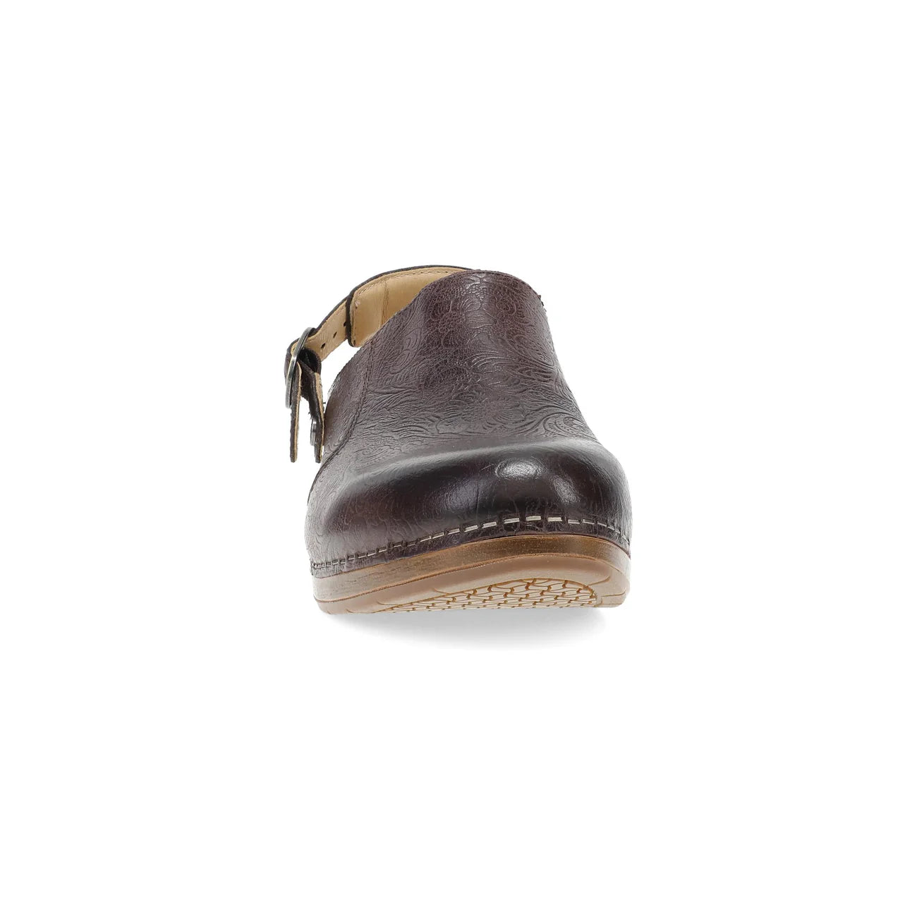 Brown leather shoe on a white background