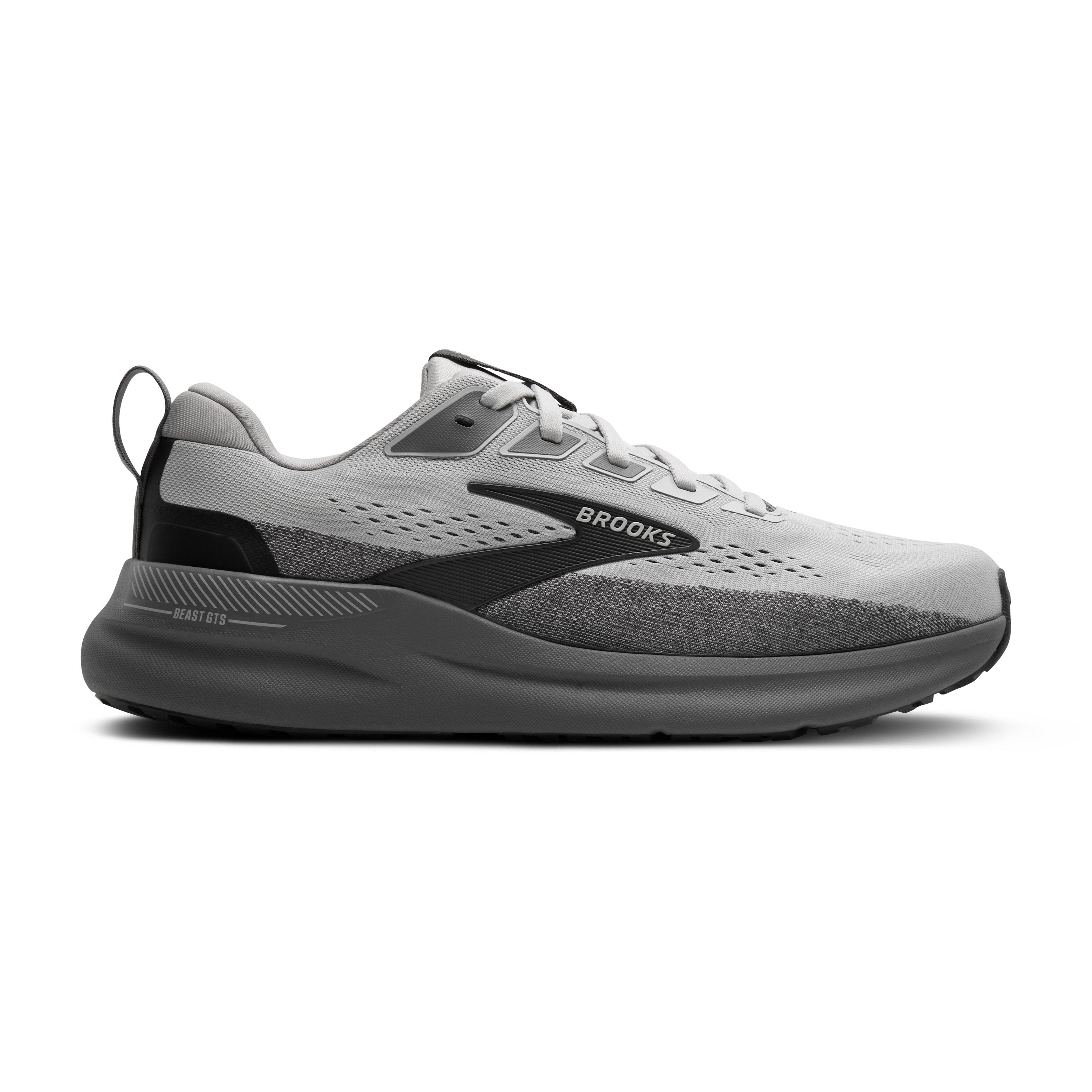 Black hiking boot on a white background