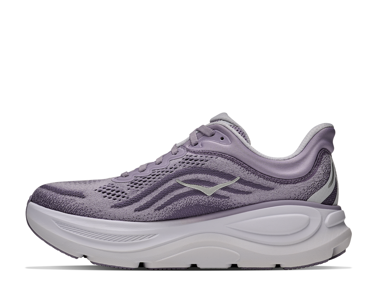 Purple running shoe on a white background