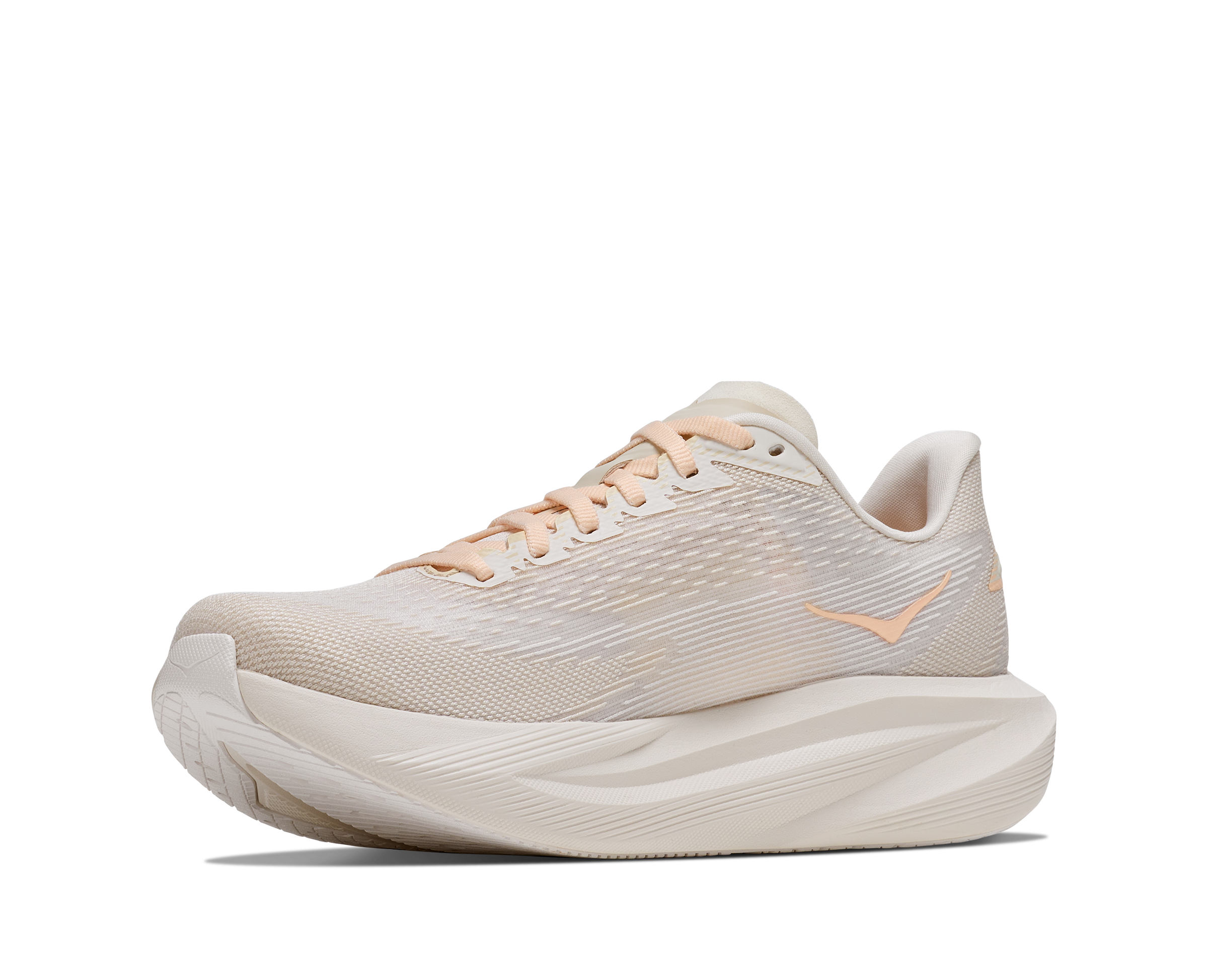 Beige running shoe on a white background