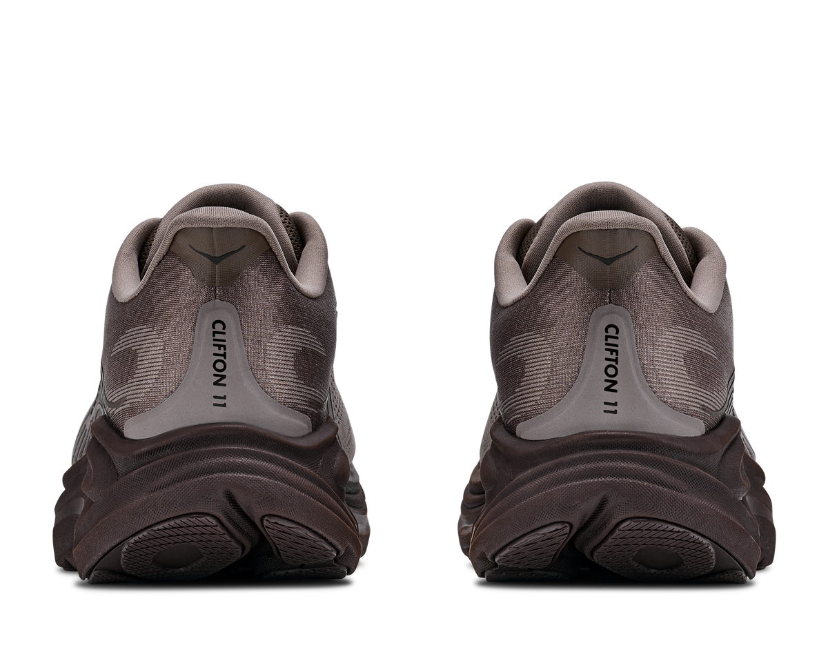 Pair of Clifton 11 shoes shown from the back on a white background