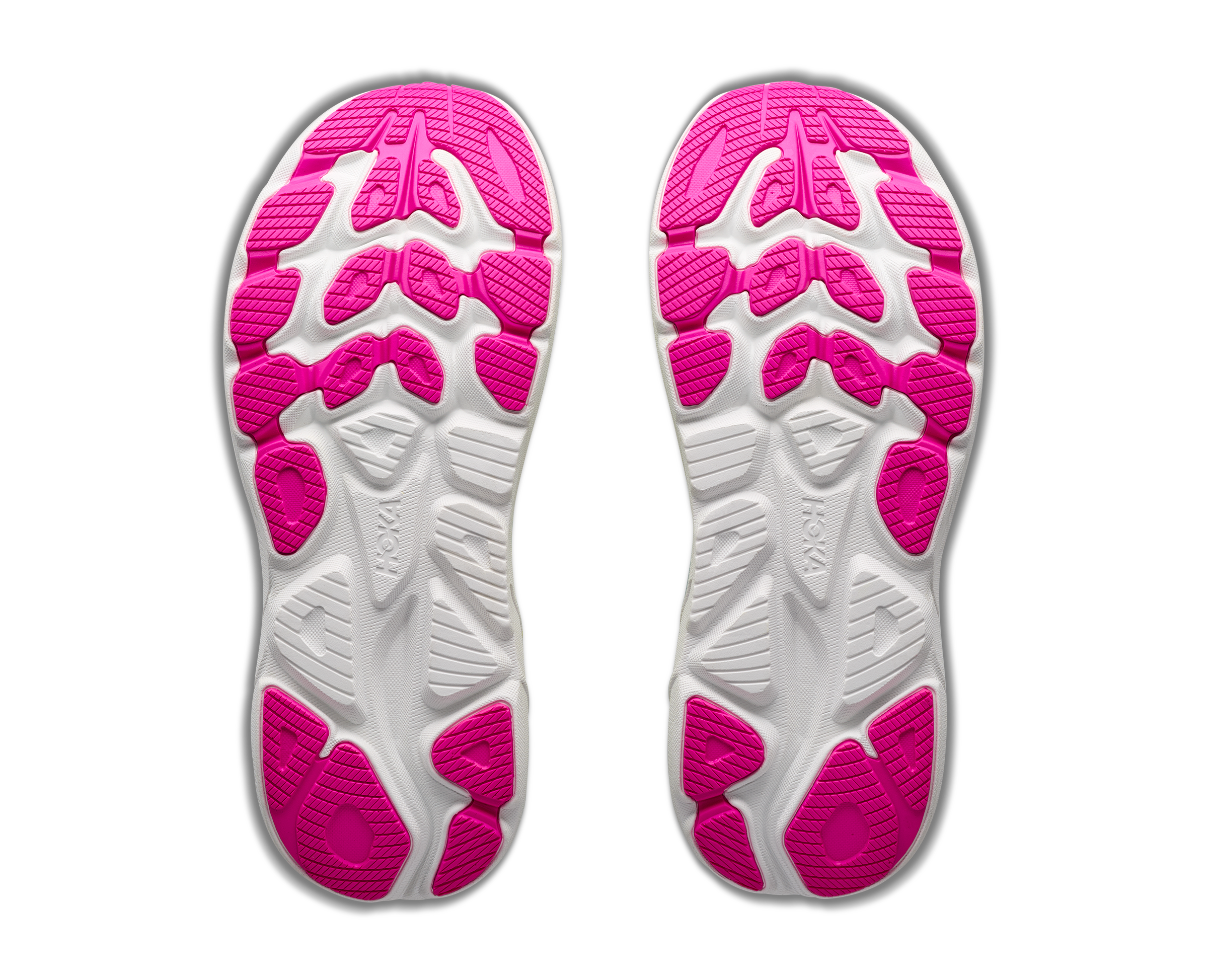 White and pink sole of a shoe on a white background