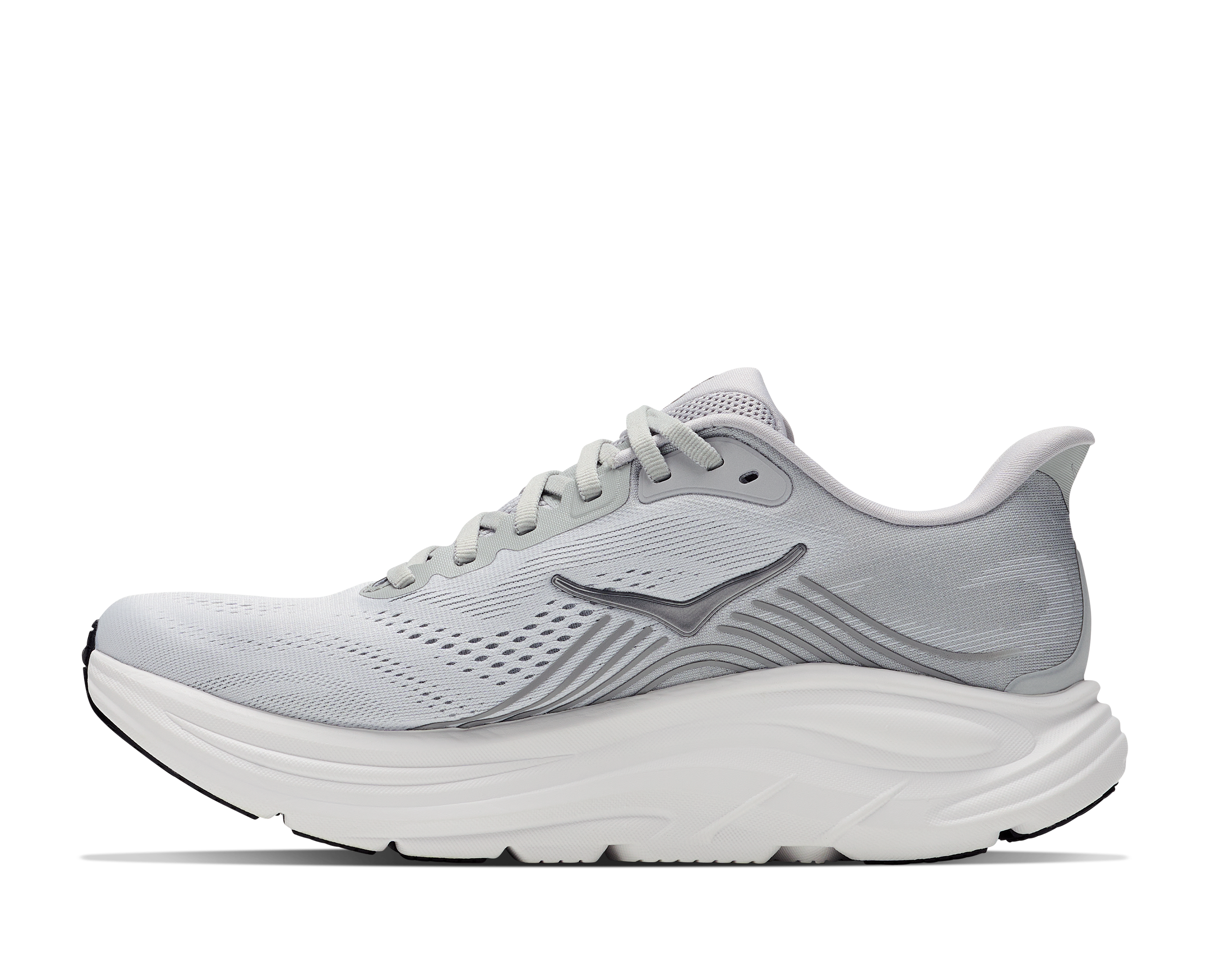 Gray running shoe on a white background