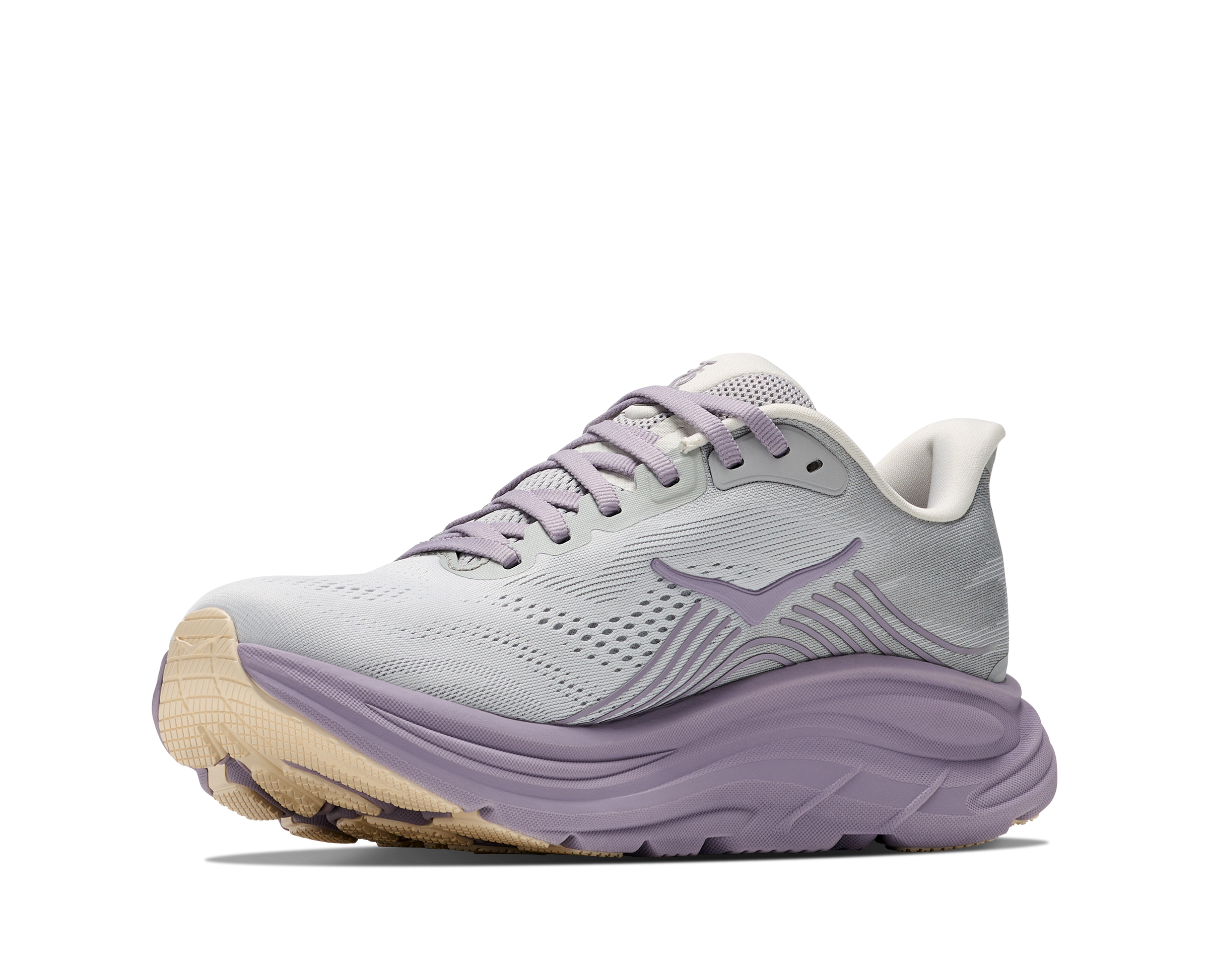 Purple running shoe with a visible brand logo on a white background