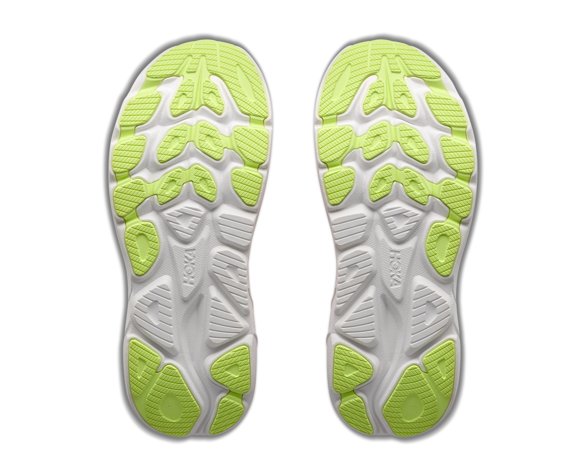 White and green shoe insoles on a white background