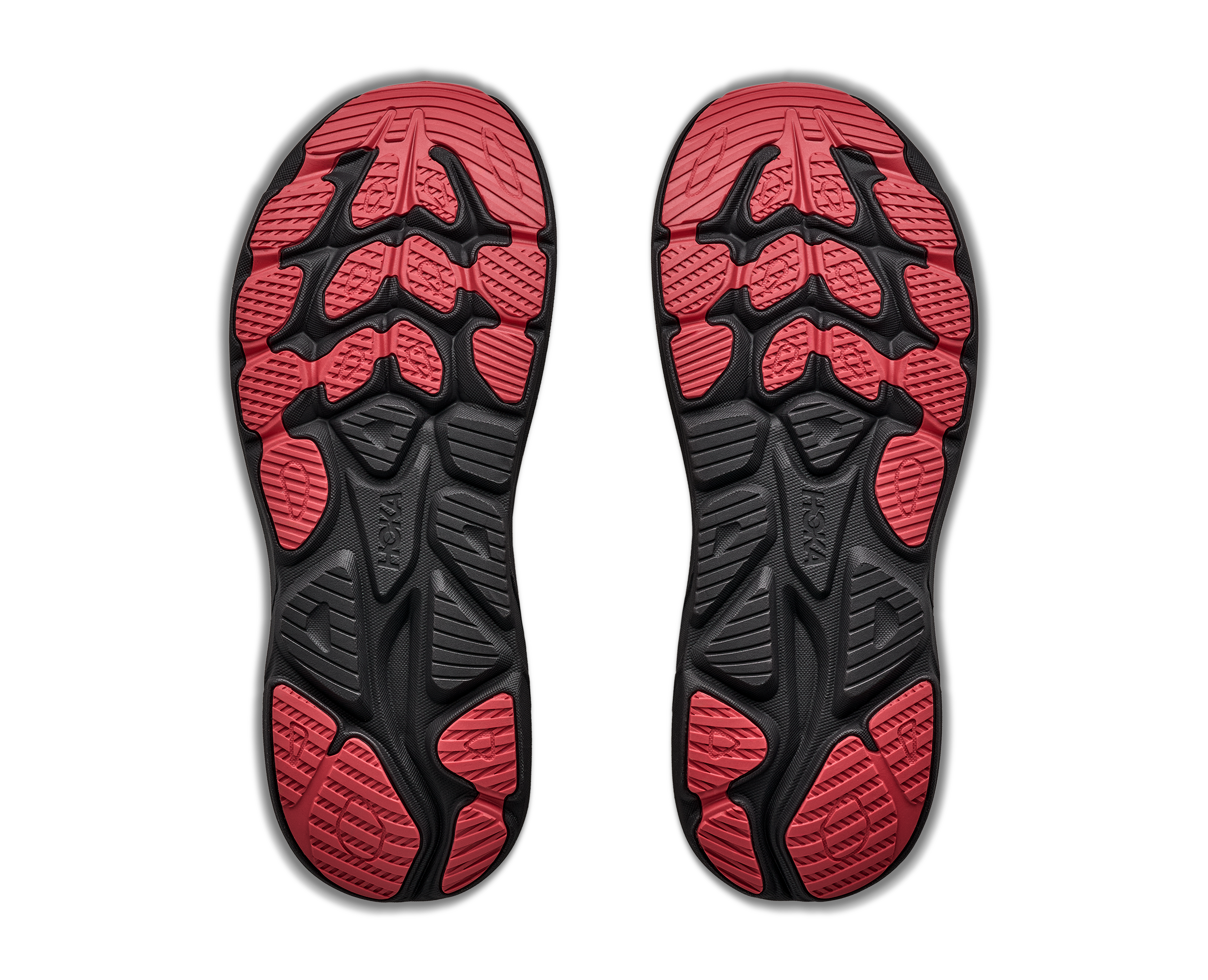 Black and red shoe sole on a white background