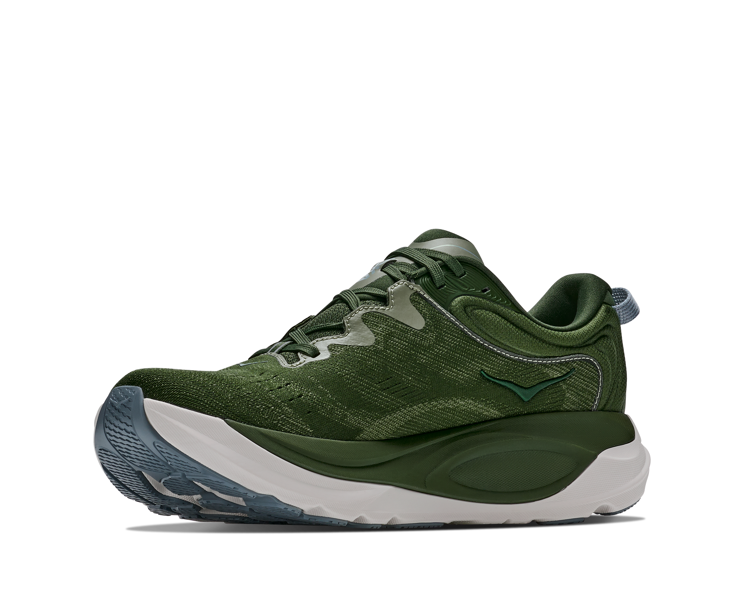 Green athletic shoe on a white background