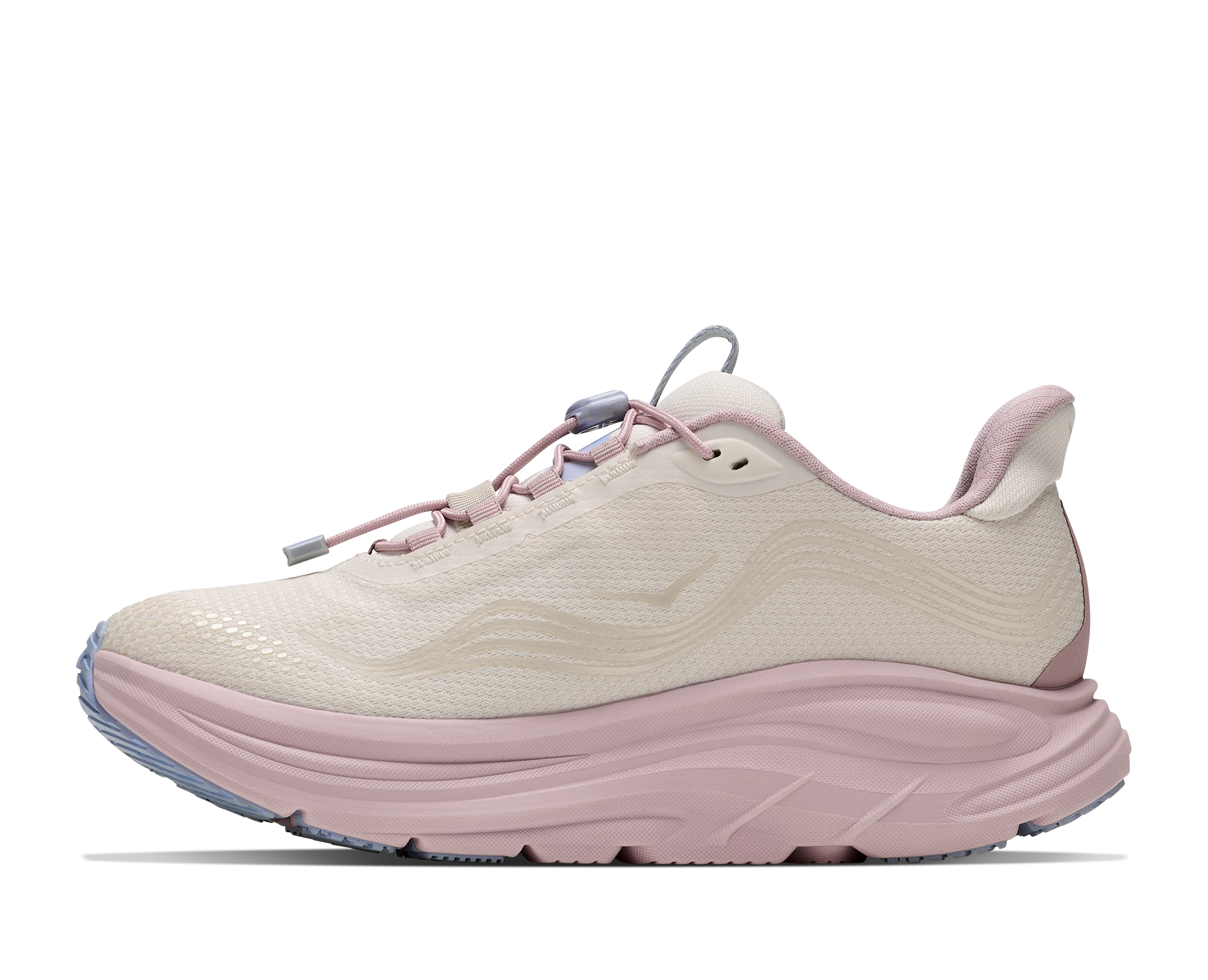Pink running shoe on a white background