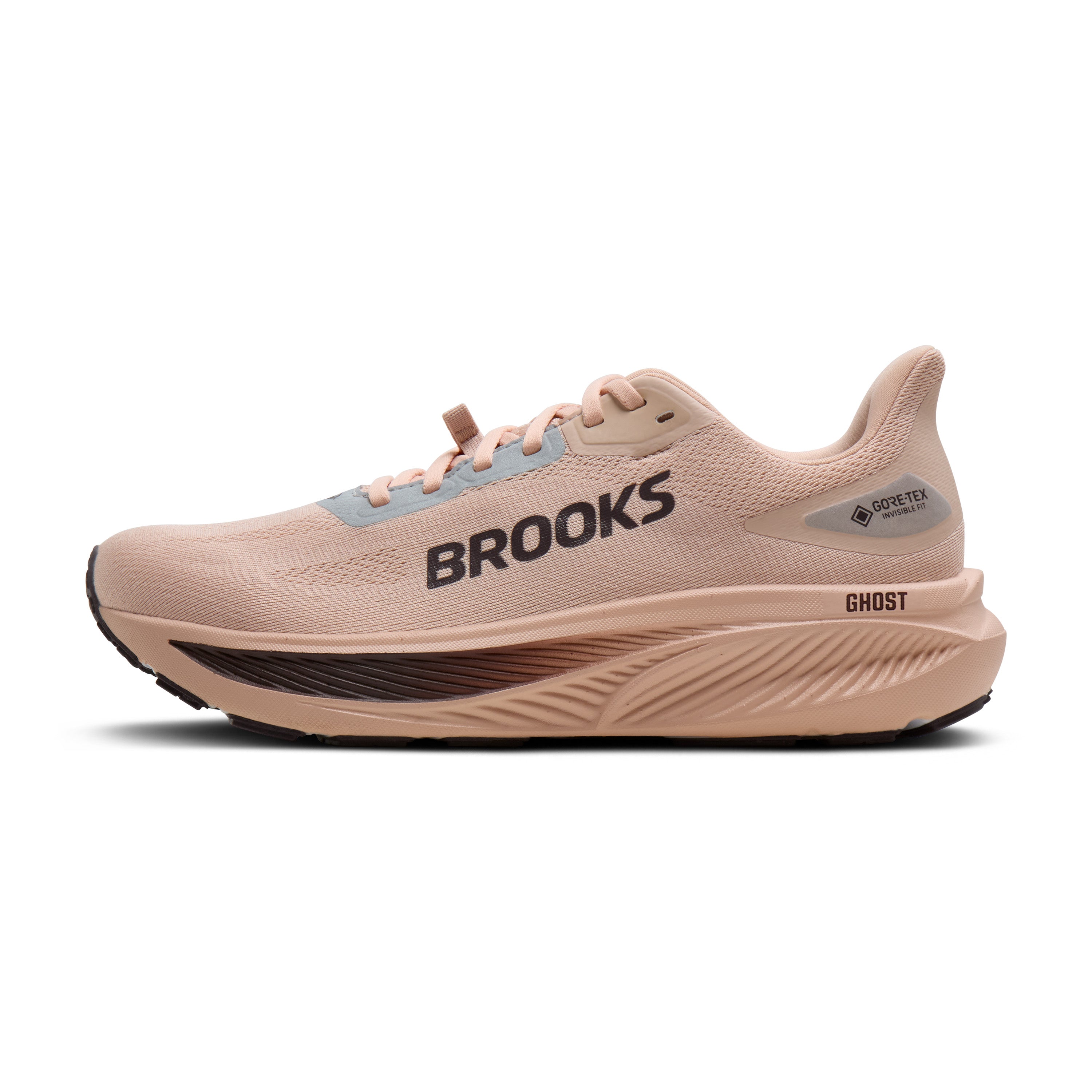 Black running shoe on a white background