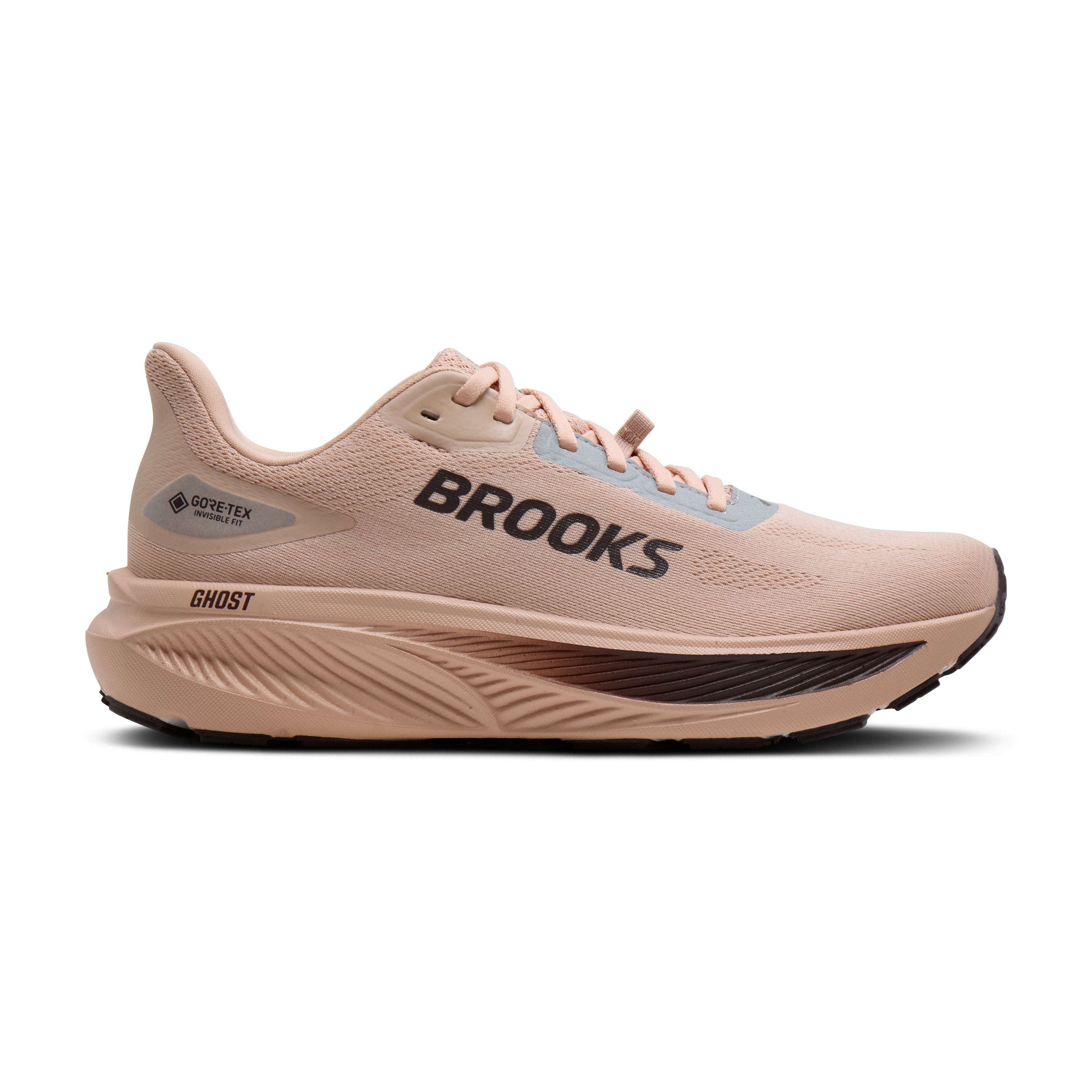 Black running shoe on a white background