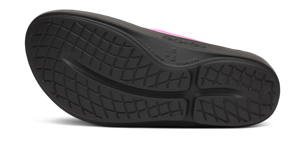 Black shoe sole with tread pattern on a white background