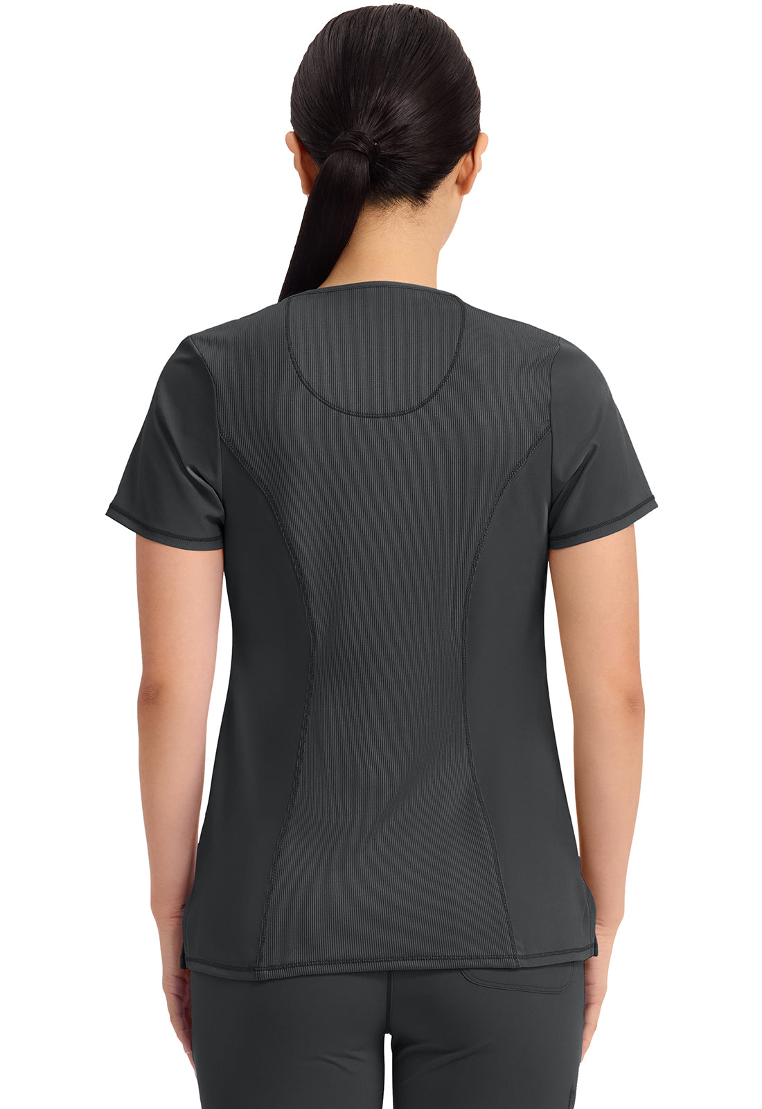 Cherokee Split Round Neck Solid Scrub Top Women's  2