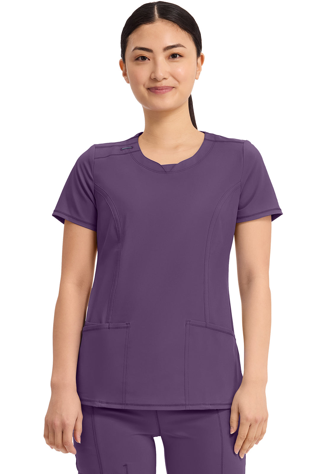 Cherokee Split Round Neck Solid Scrub Top Women's  10