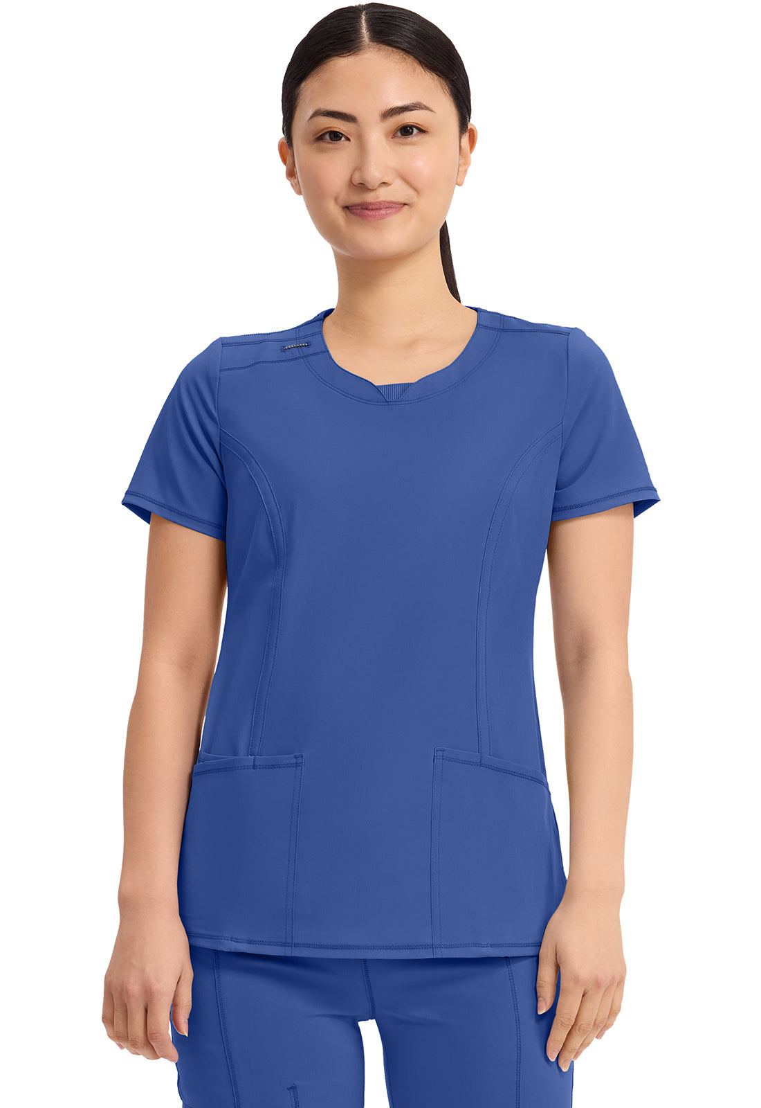 Cherokee Split Round Neck Solid Scrub Top Women's  15
