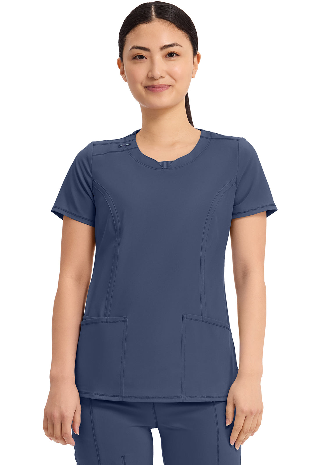 Cherokee Split Round Neck Solid Scrub Top Women's  20