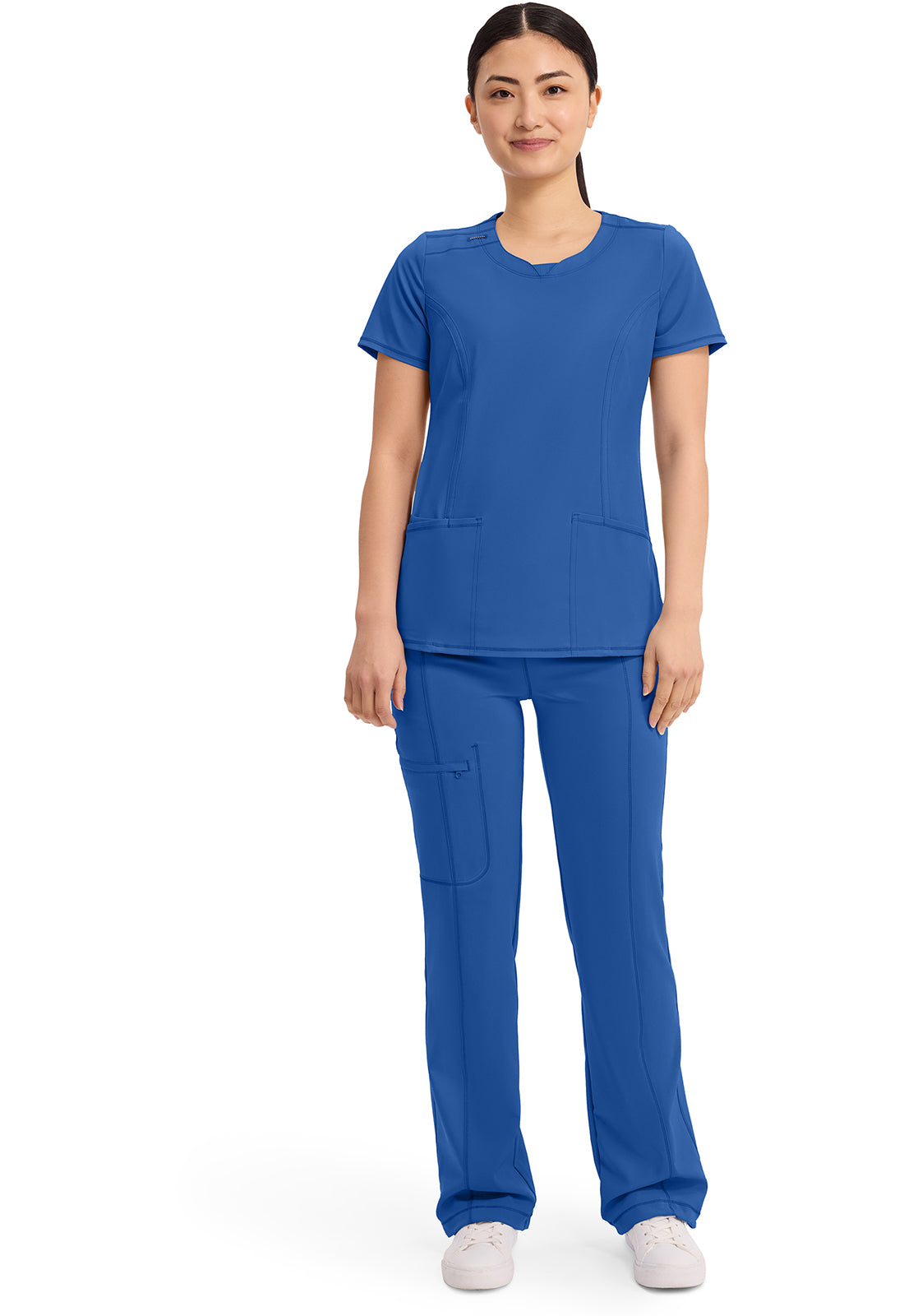 Cherokee Split Round Neck Solid Scrub Top Women's  29