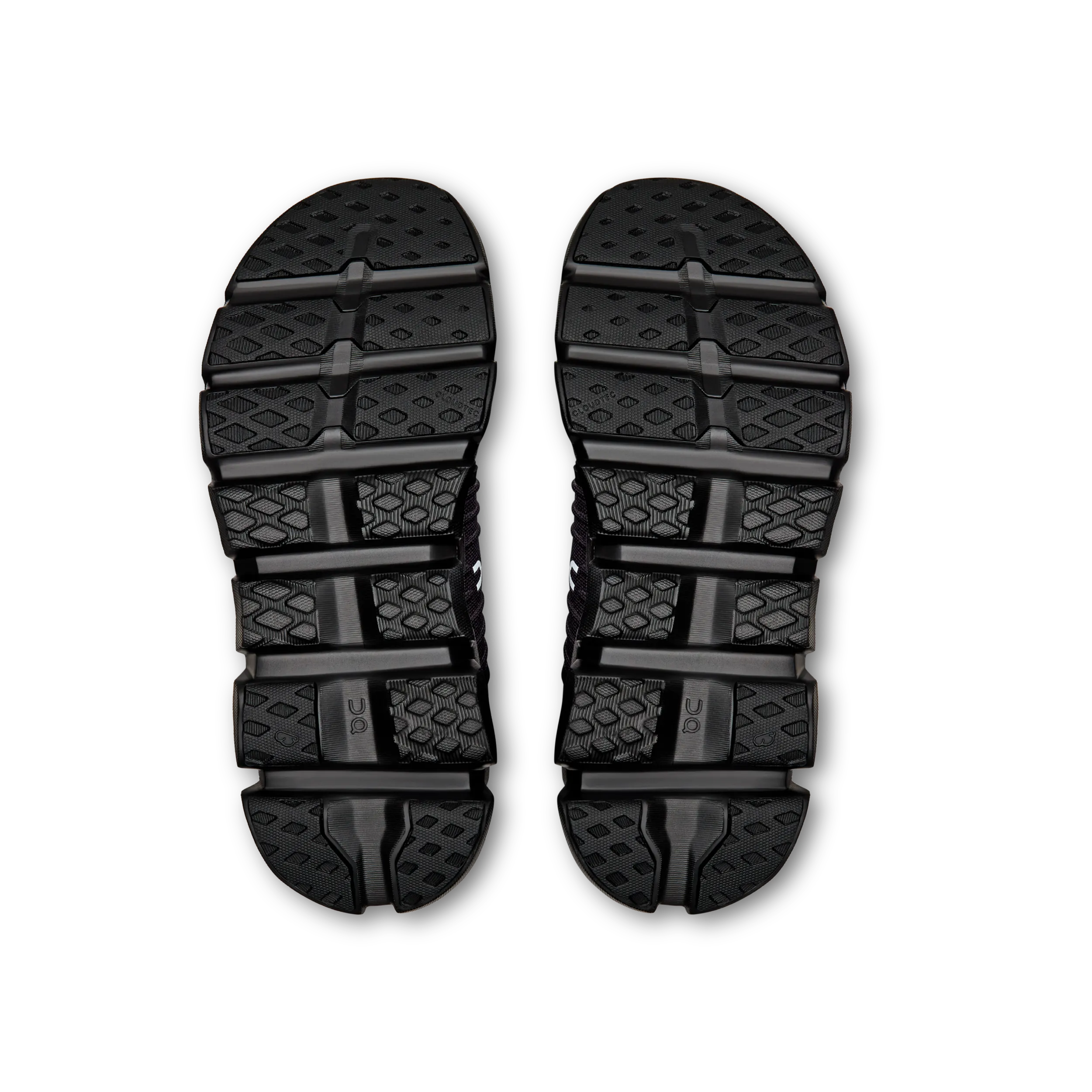 Black rubber sole of a shoe on a white background