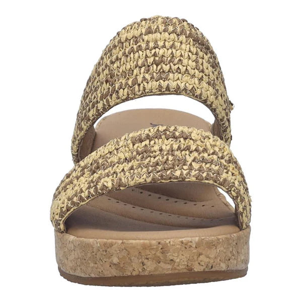 Beige woven sandal on a white background