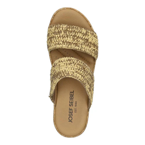Beige woven sandal with 'Josef Seibel' branding on a white background
