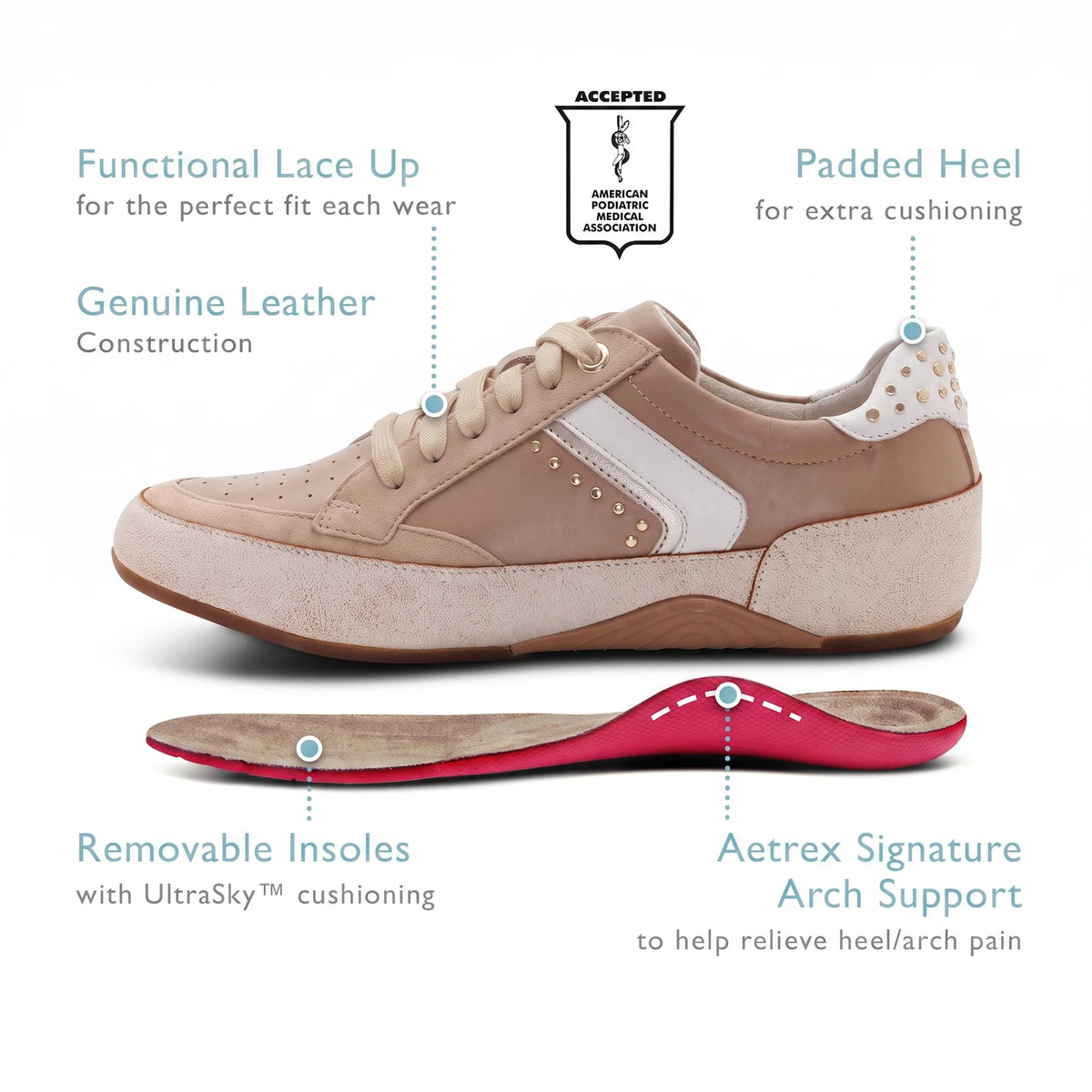 Aetrex Tess Arch Support Sneaker Women's  13