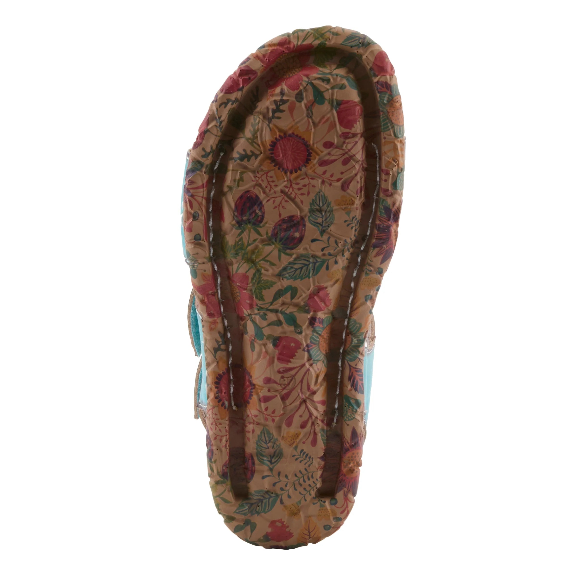 Floral patterned sandal on a white background