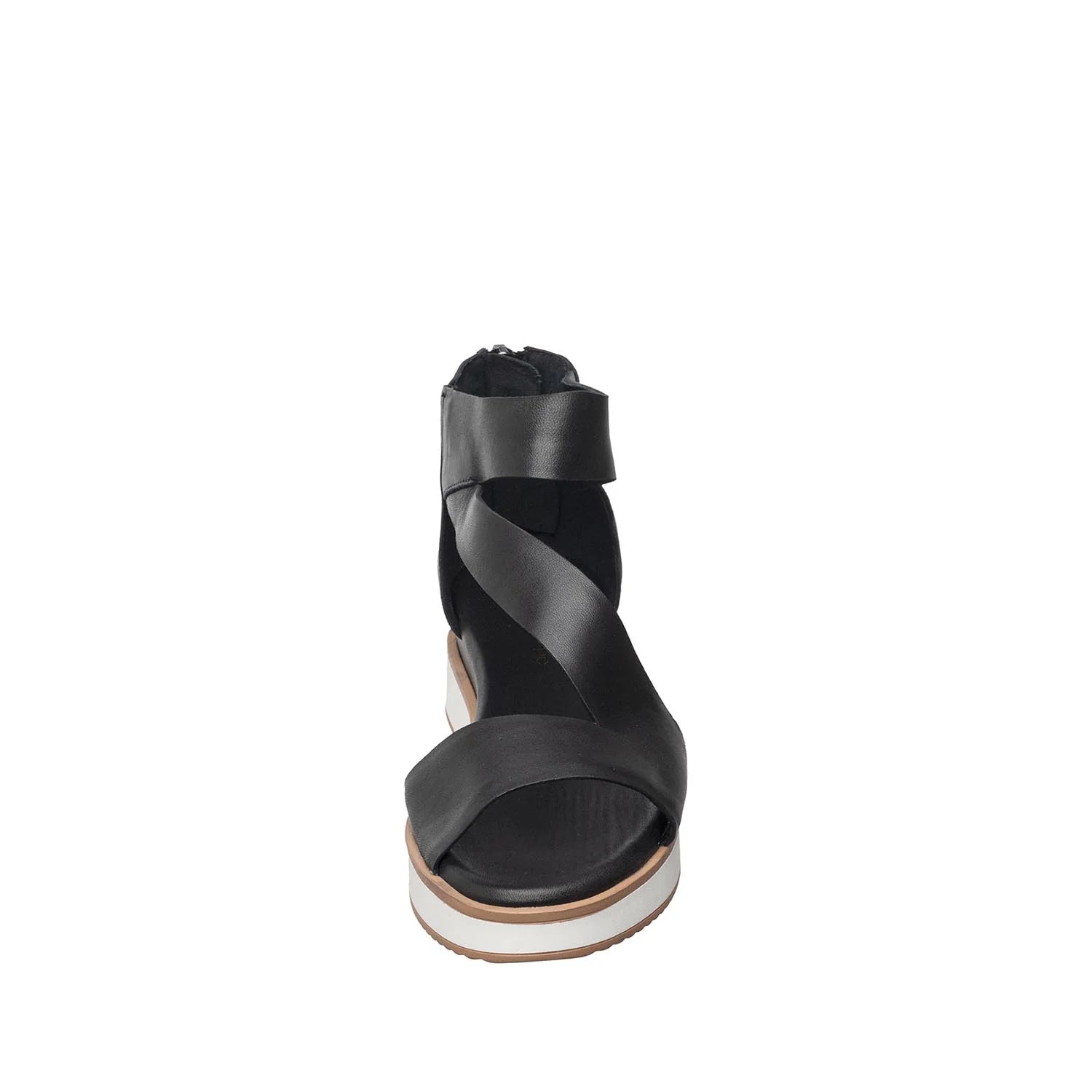 Black wedge sandal on a white background