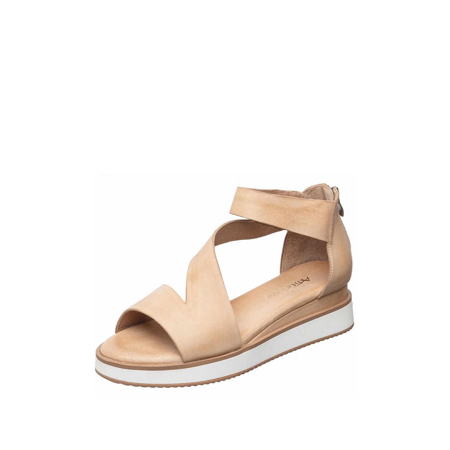 Beige sandal with a white sole on a white background