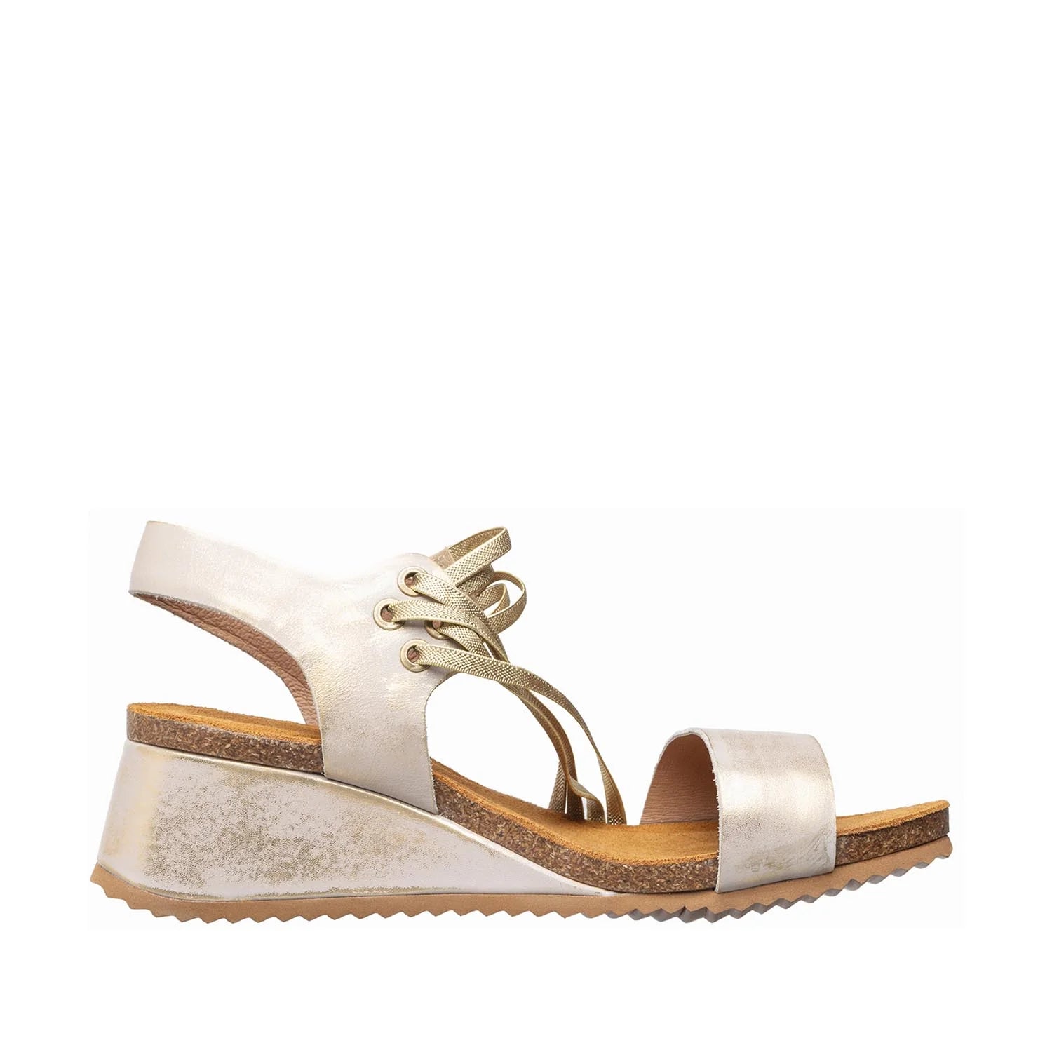 Beige sandal with a wooden sole on a white background
