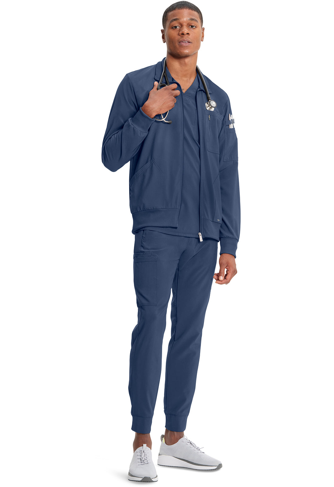 Cherokee Zip Front Rib Panel Scrub Jacket Men's  10