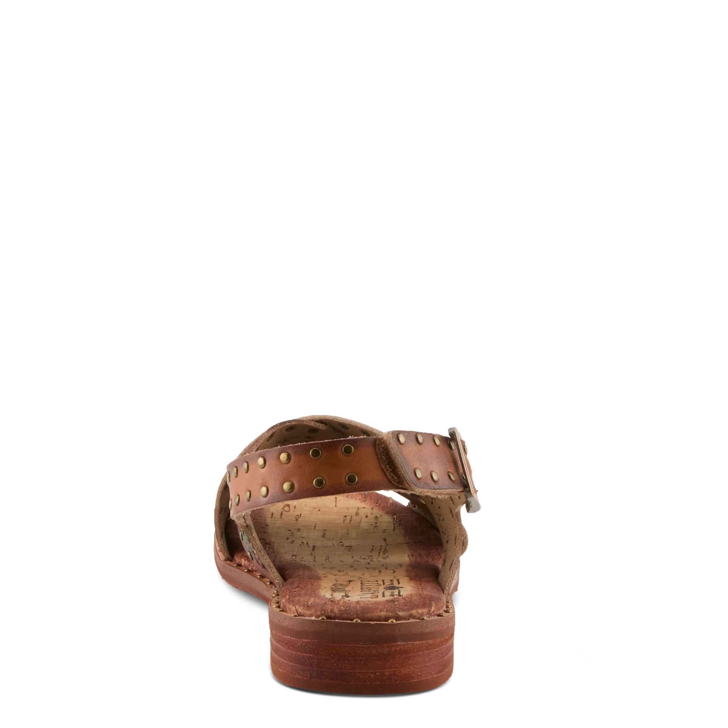 Brown sandal with strap on a white background