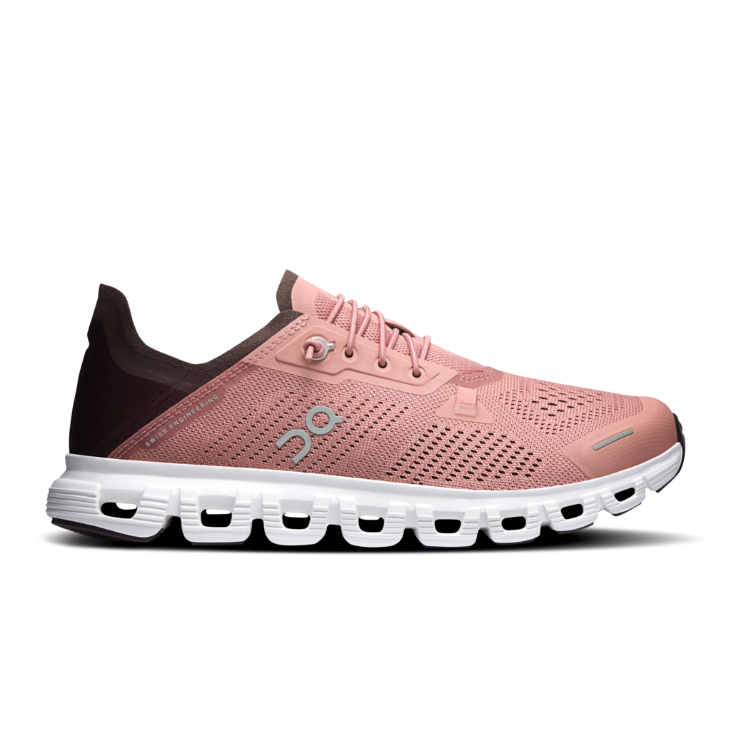 Pink running shoe on a white background