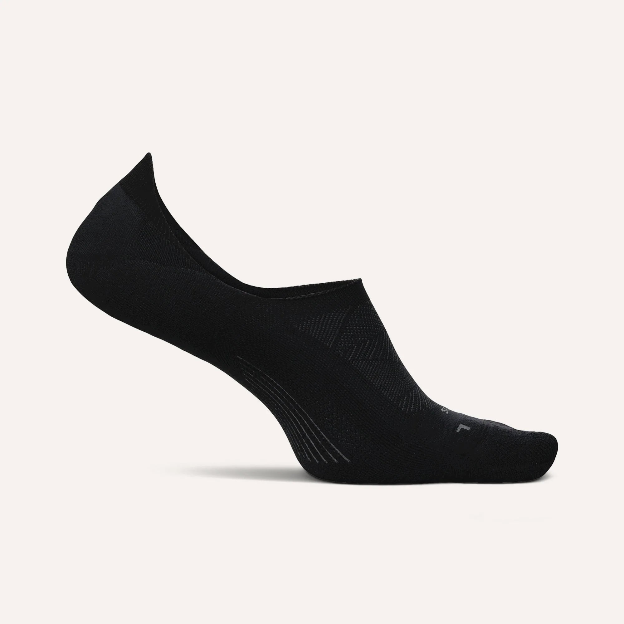 Black ankle sock on a light gray background